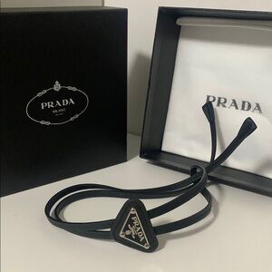 Prada Black Leather Tie